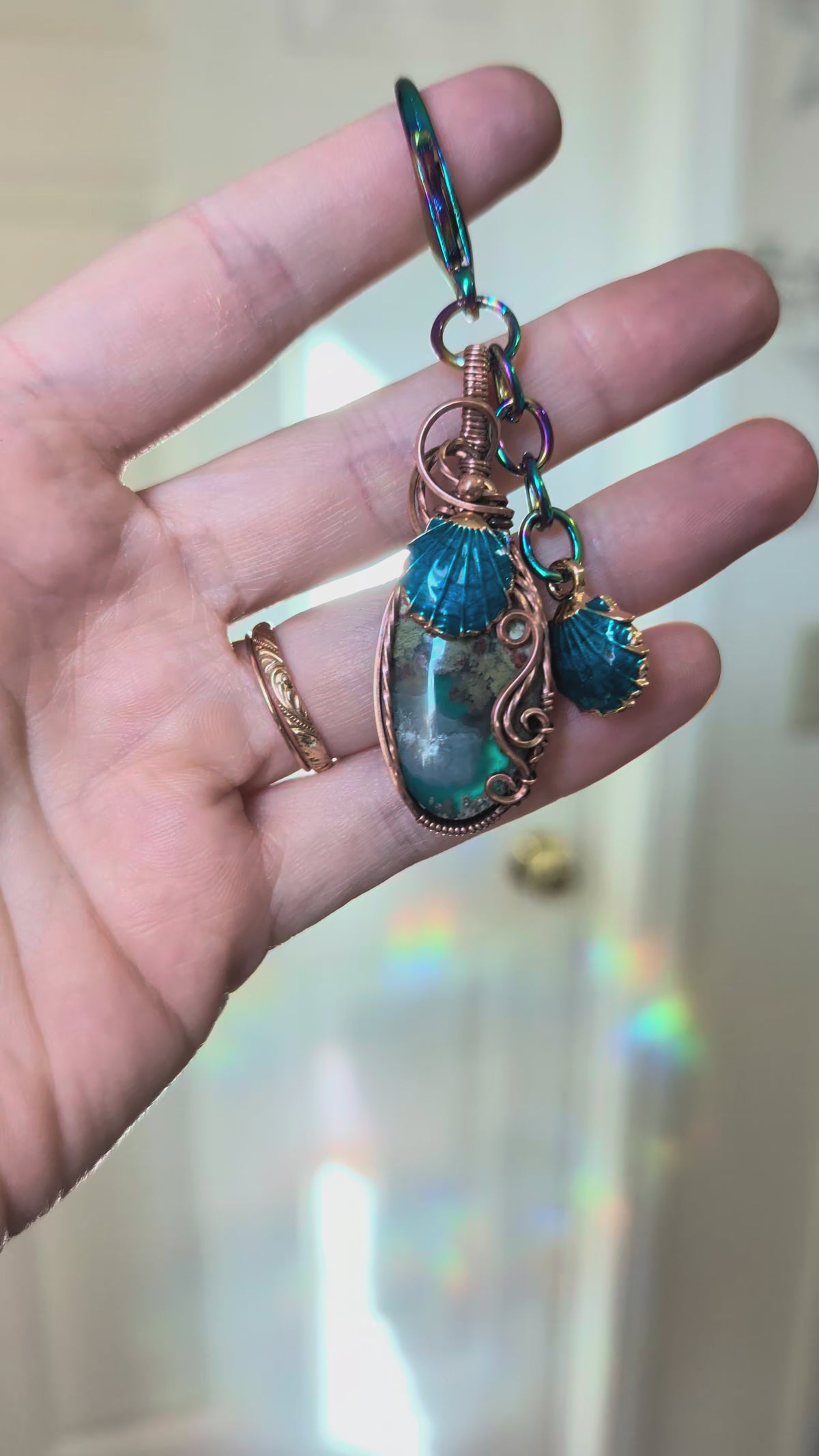 Moss Agate Seashells Dangle