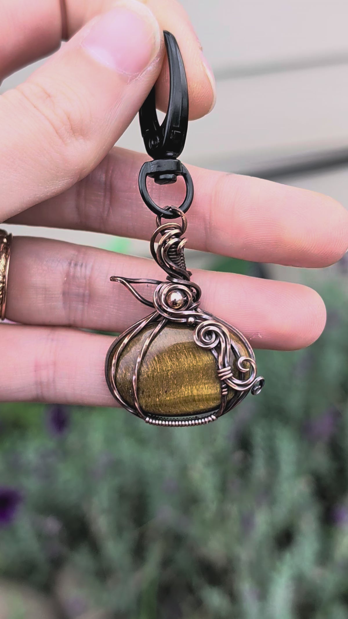 Pumpkin Tigers Eye Dangle