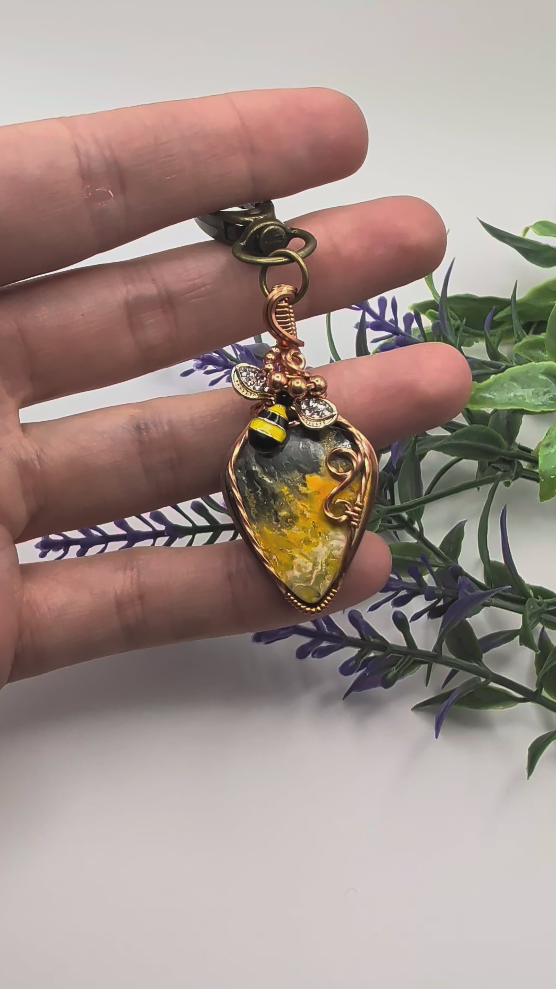 Bumble Bee Jasper Dangle (Read Safety Note)