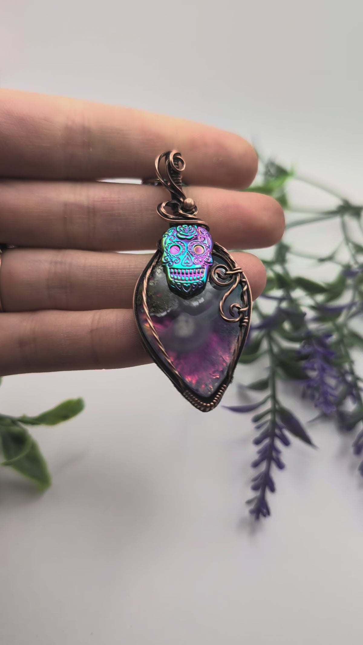 Rainbow Skull Pendant Dangle