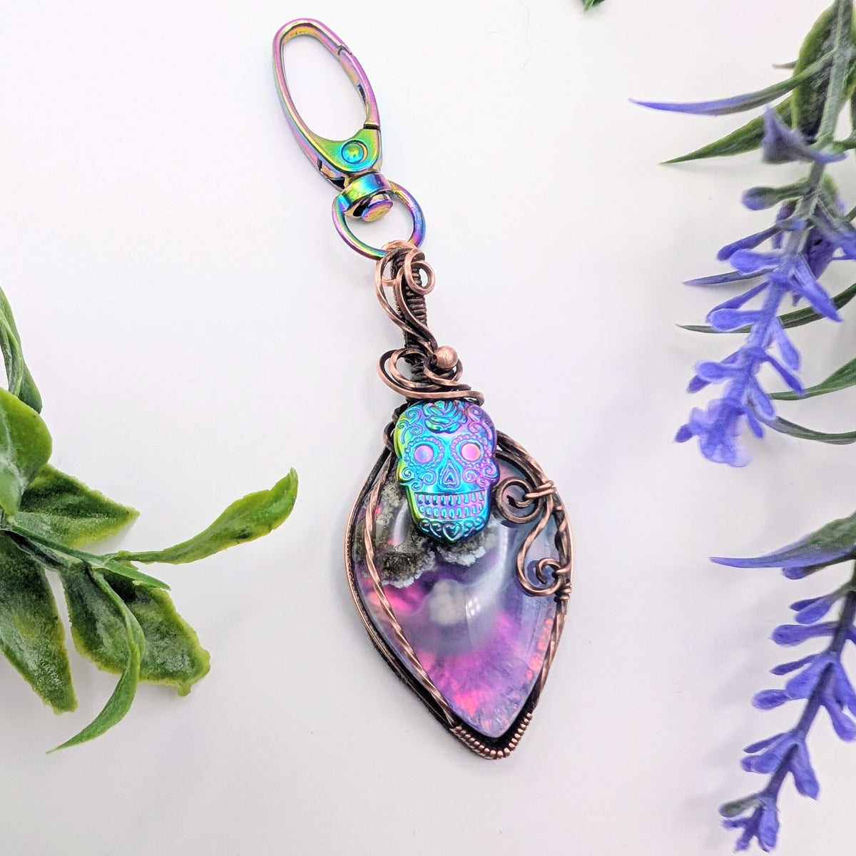 Rainbow Skull Pendant Dangle