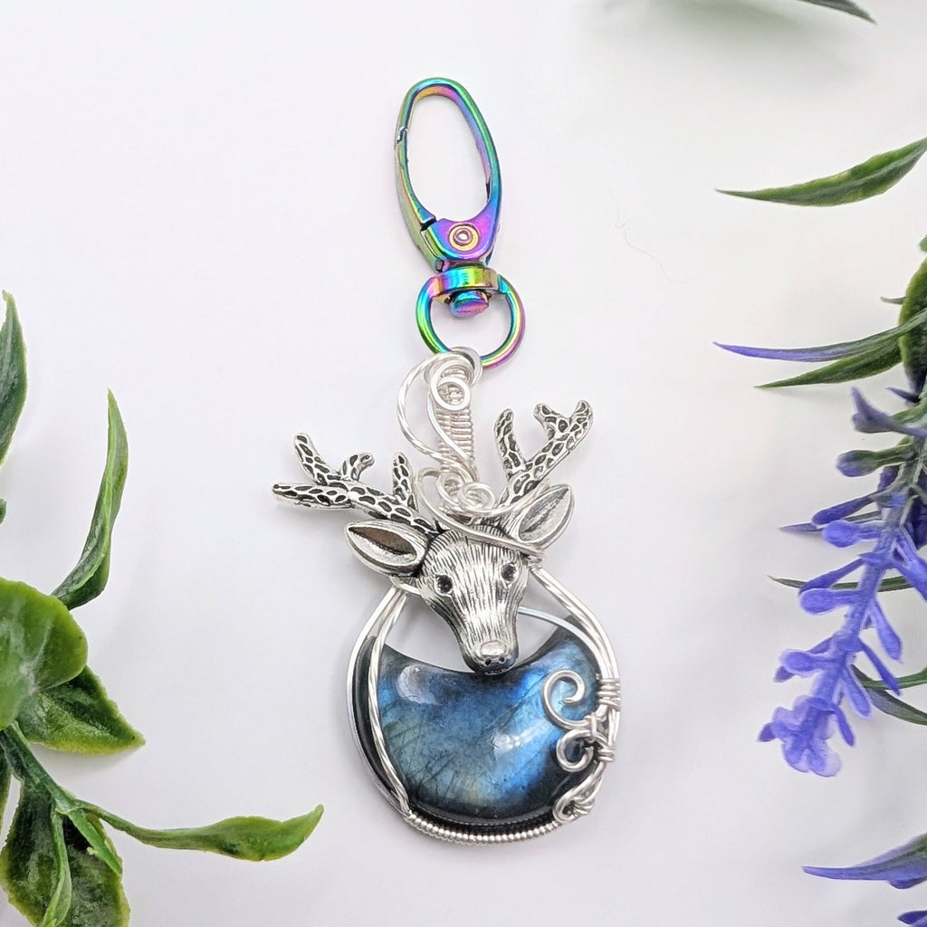 Silver Deer Moon Dangle