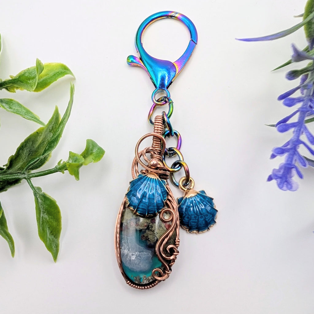 Moss Agate Seashells Dangle