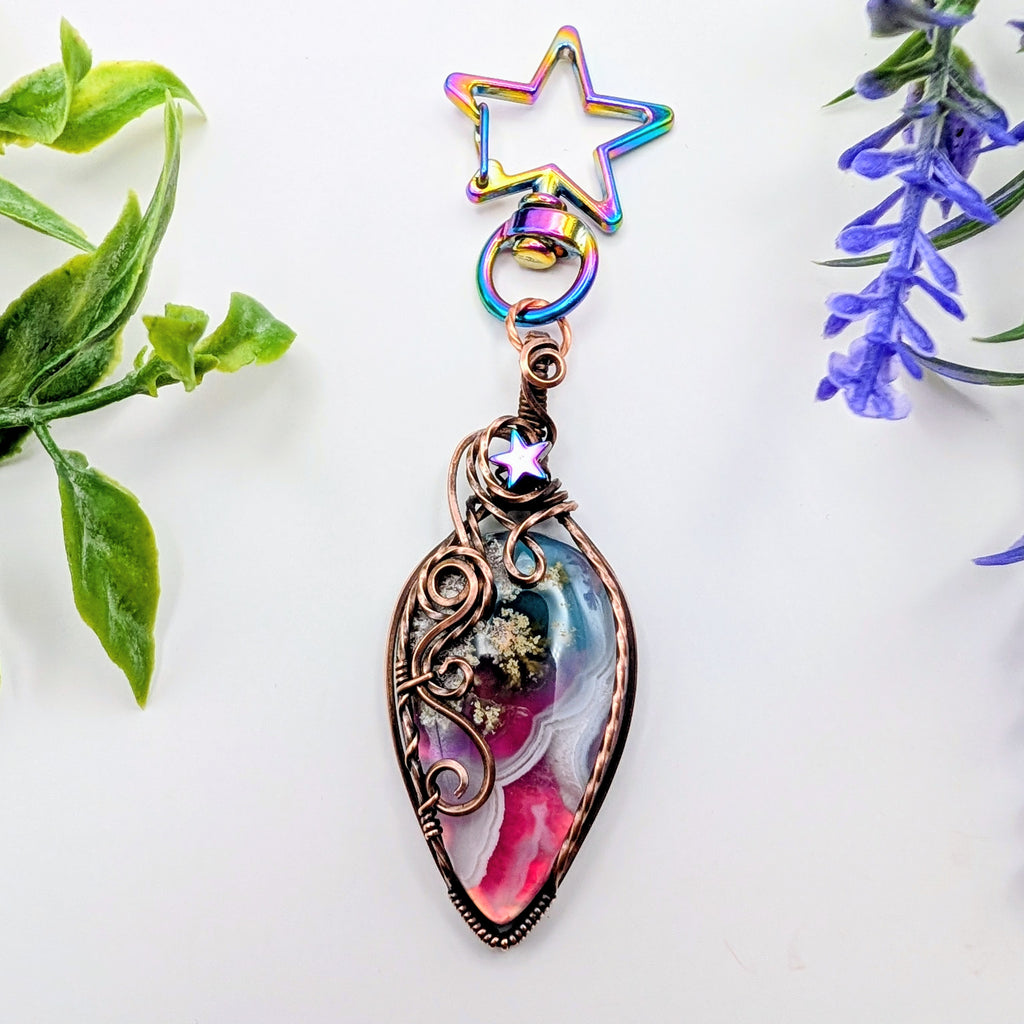 Rainbow starry moss agate dangle
