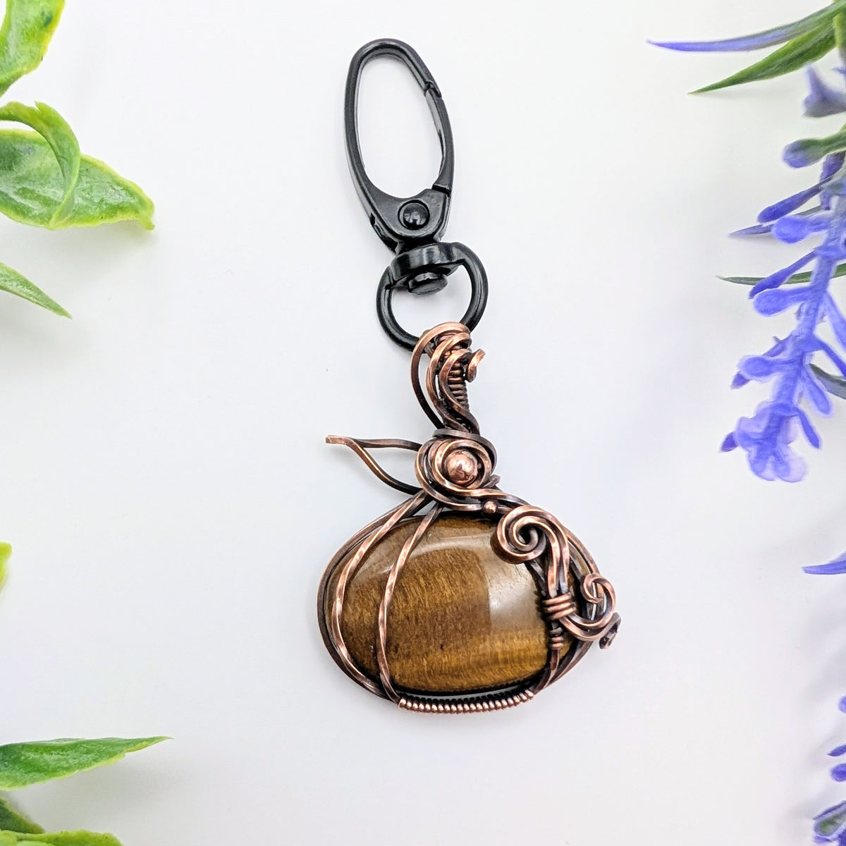Pumpkin Tigers Eye Dangle