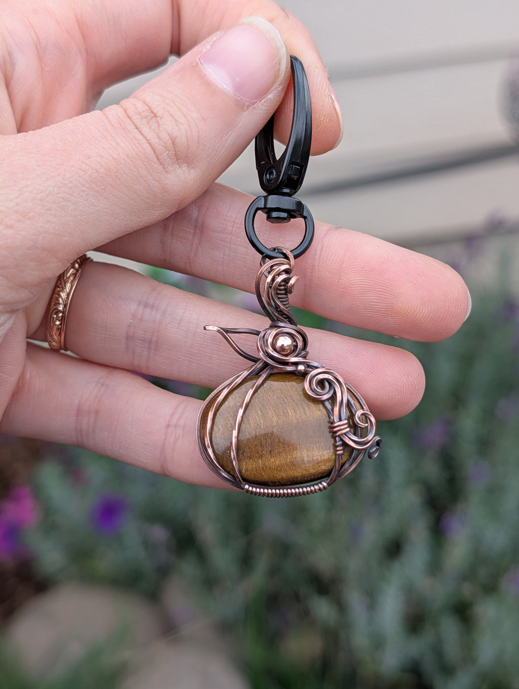 Pumpkin Tigers Eye Dangle