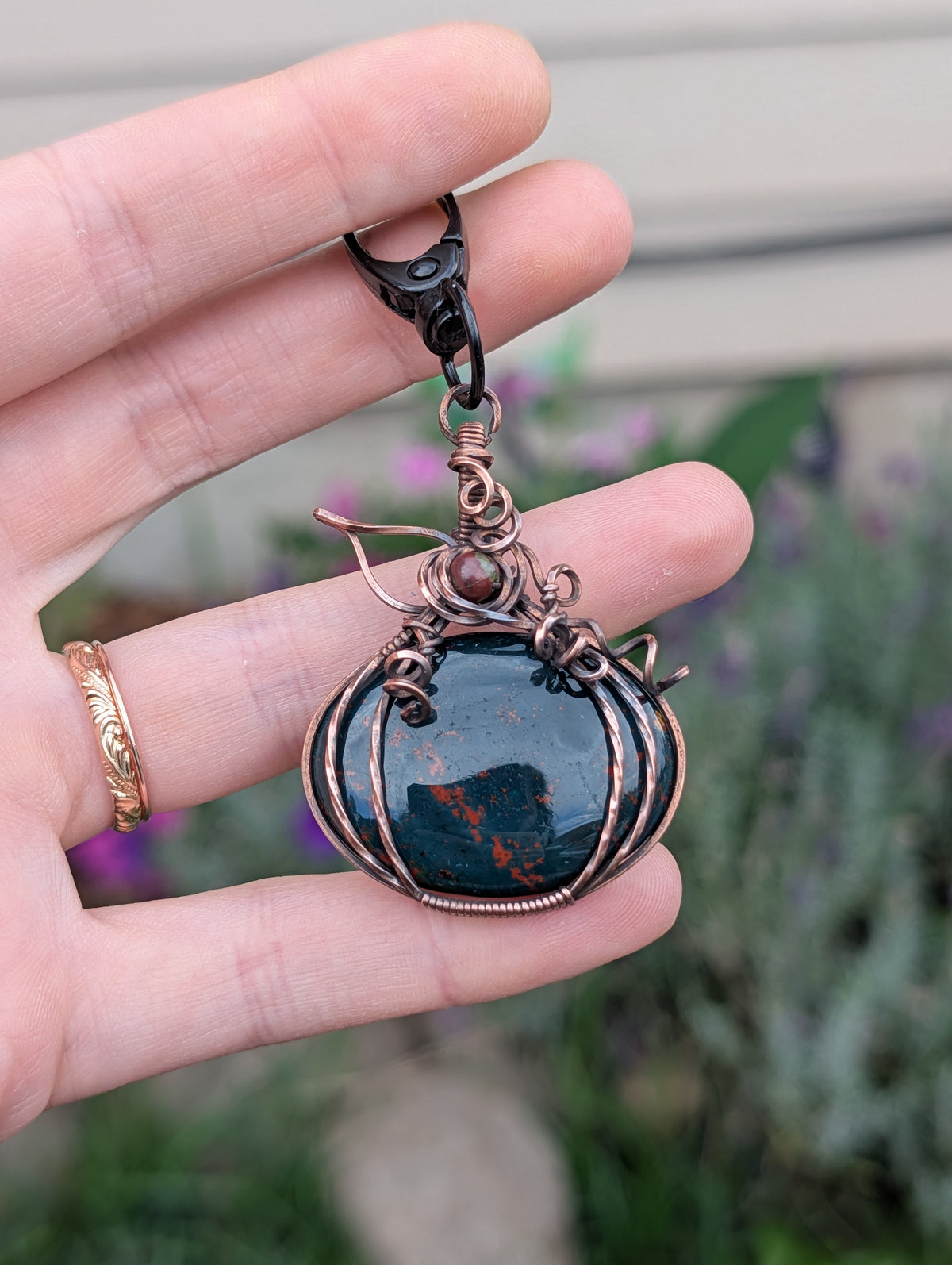 Pumpkin Bloodstone Dangle