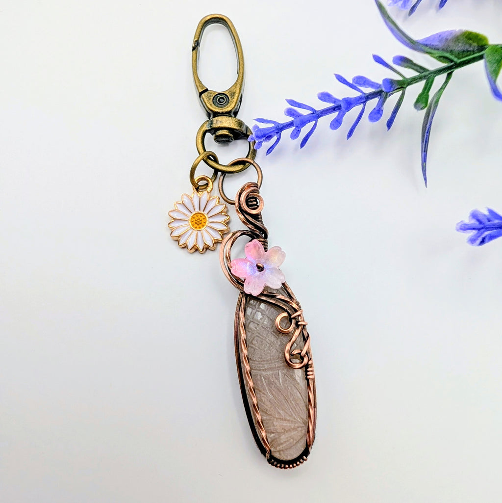 Peach Moonstone Flower Dangle